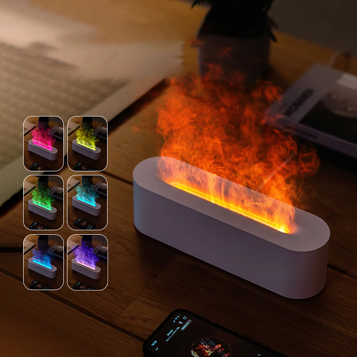 Nexa™ Ultrasonic Flame Aroma Diffuser – RGB Color Changing Humidifier