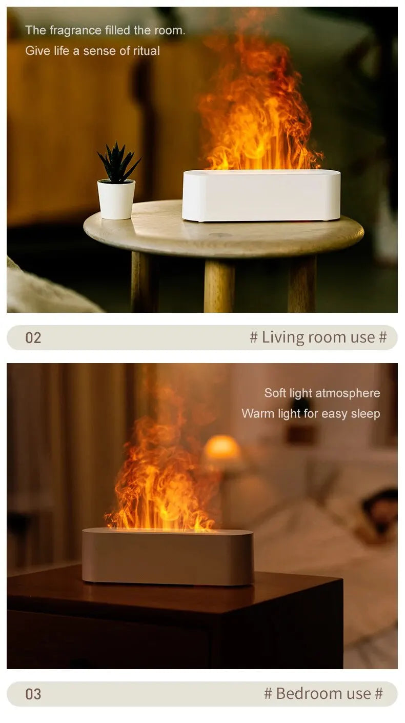 Nexa™ Ultrasonic Flame Aroma Diffuser – RGB Color Changing Humidifier