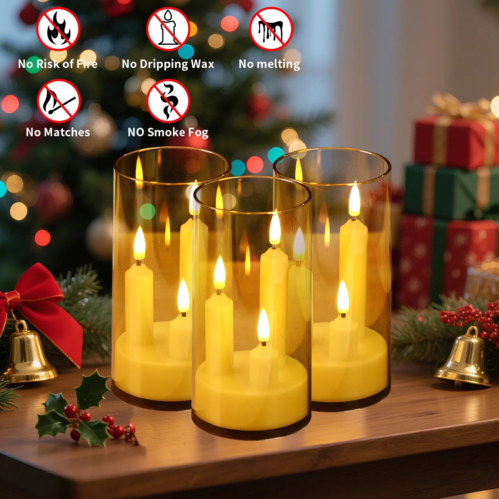 Nexa™ 3-in-1 Flameless LED Candle Ensemble with Acrylic Lampshade