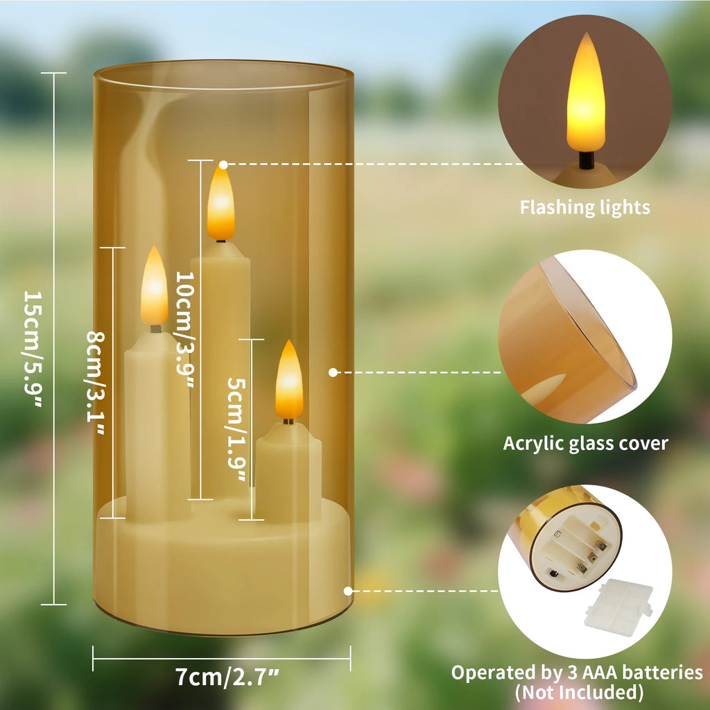 Nexa™ 3-in-1 Flameless LED Candle Ensemble with Acrylic Lampshade