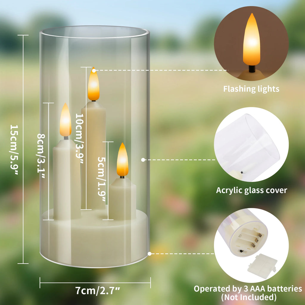 Nexa™ 3-in-1 Flameless LED Candle Ensemble with Acrylic Lampshade